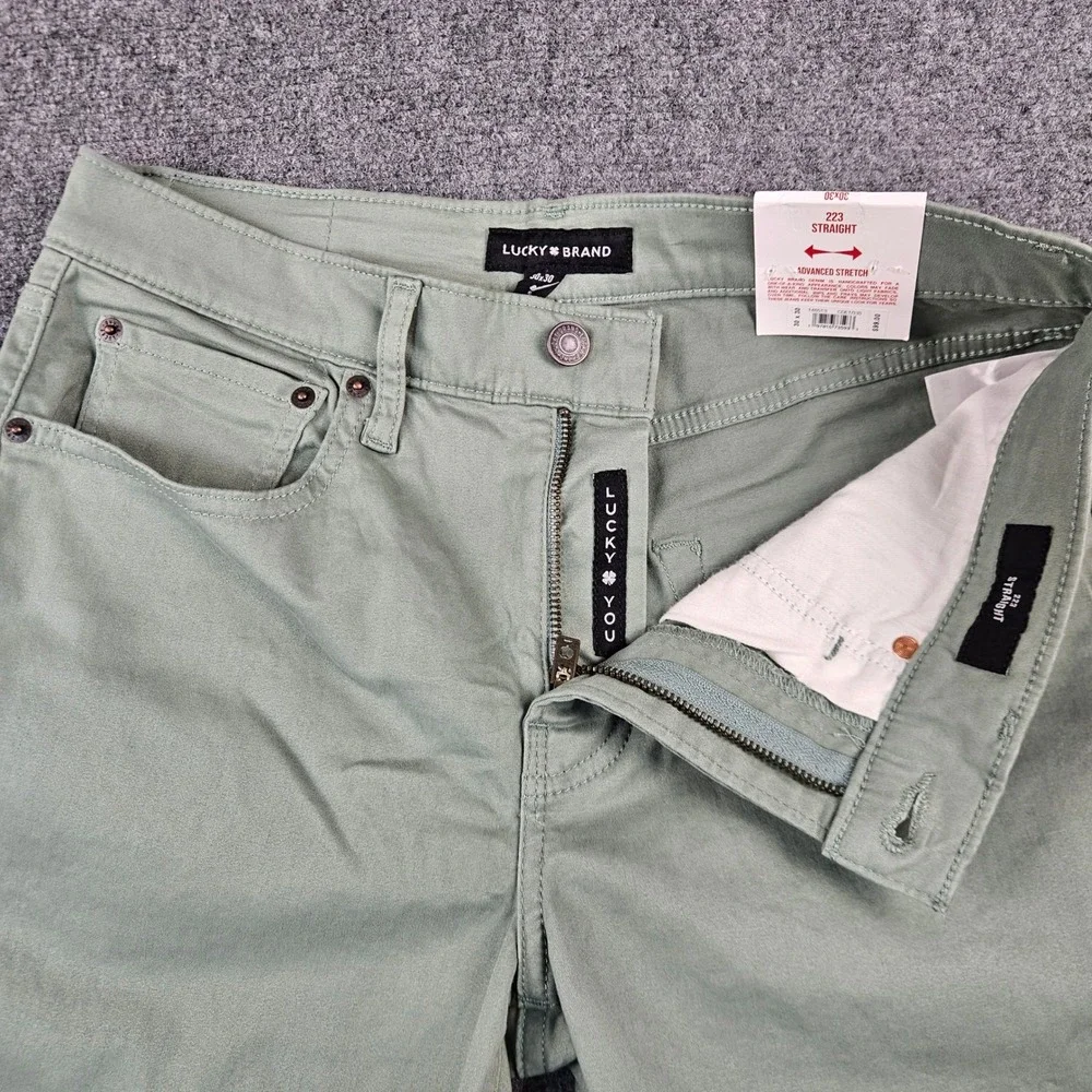 $99 Lucky Brand 223 Straight Leg Pants Mens 30x30 Green Advanced Stretch New